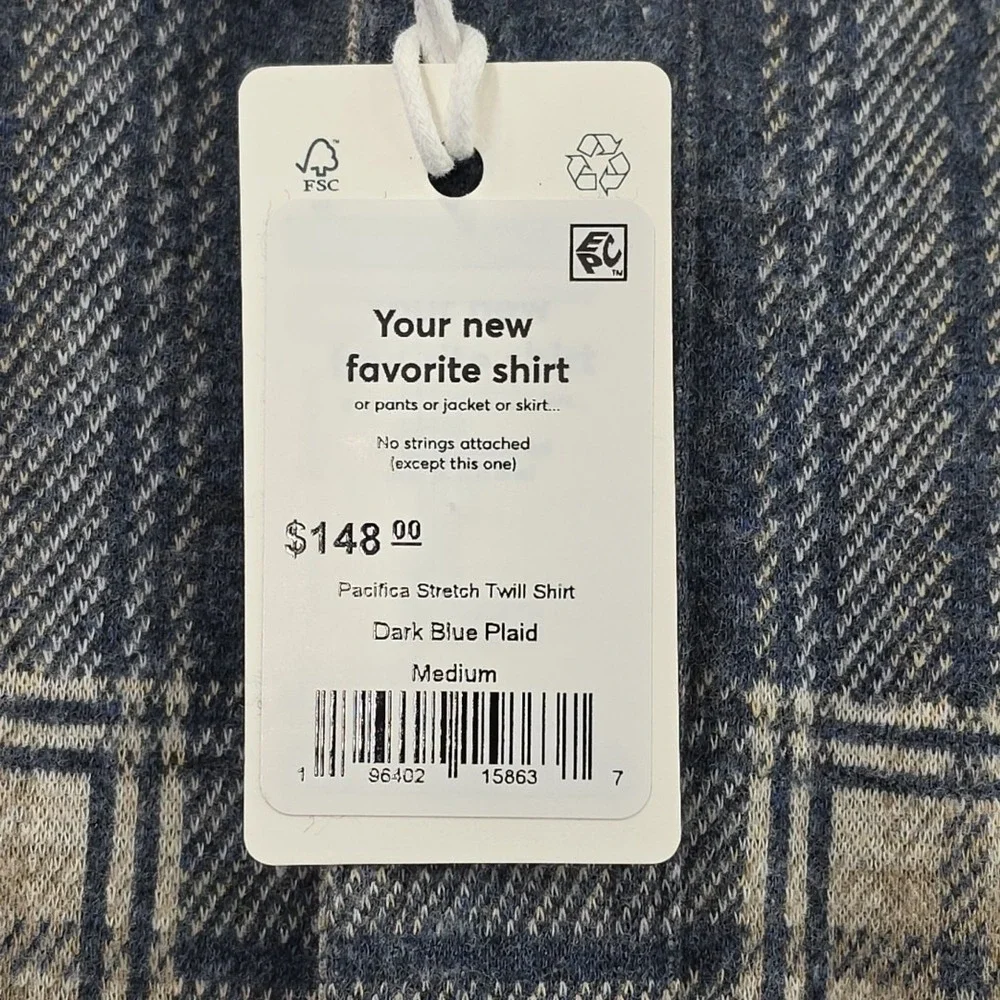 Marine Layer Pacifica Stretch Twill Shirt Mens Medium Blue Plaid $148 NWT NEW